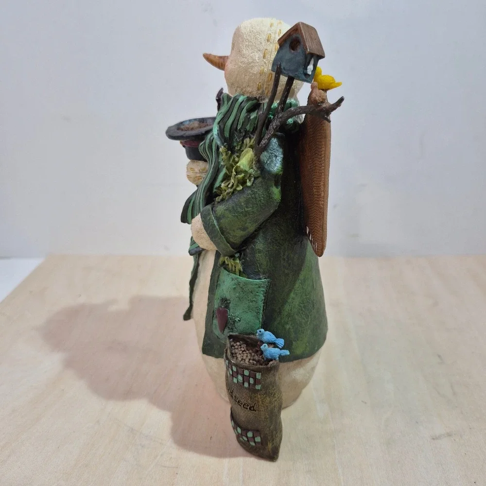 Vintage 1999 Raz Imports Deb Strain Snowman Angel Bird Lover Figurine 6.5‎ Inch